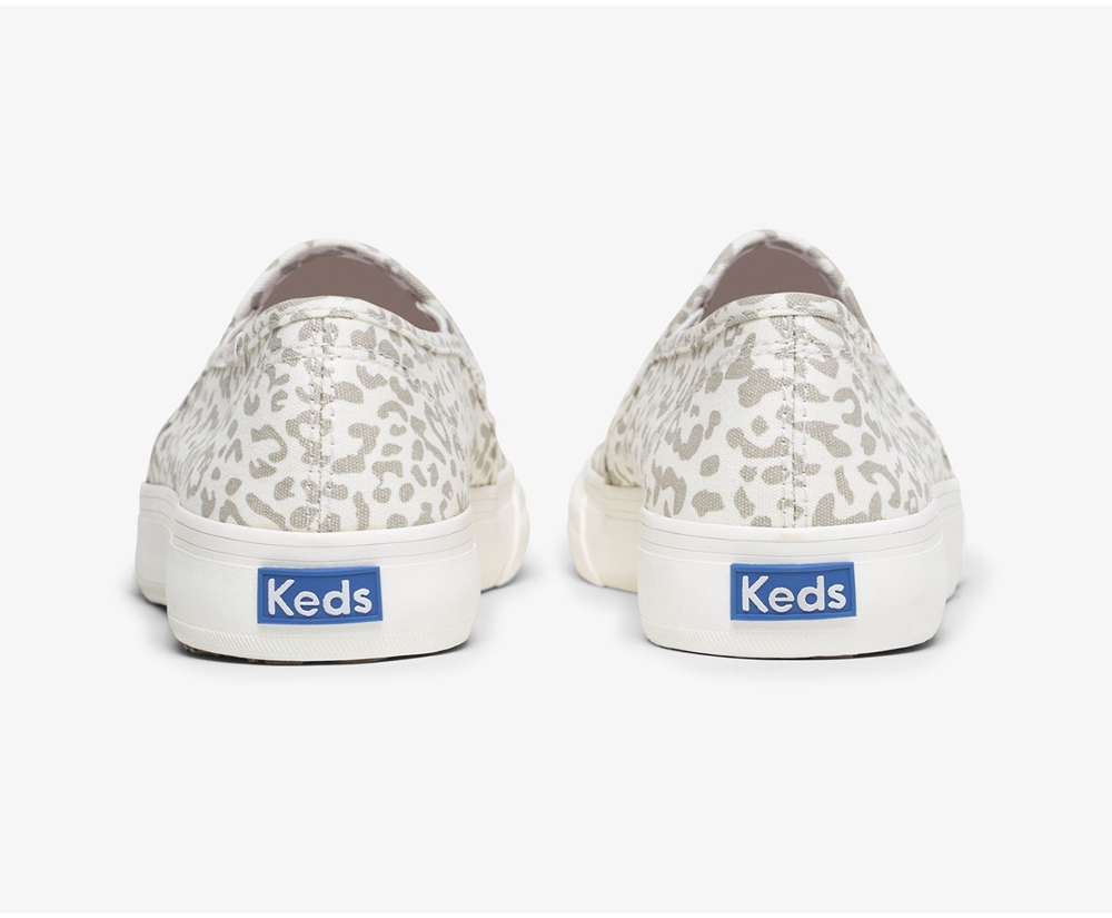 Slip Ons Keds Mujer Blancos - Double Decker Animal - 7469-WTLGA